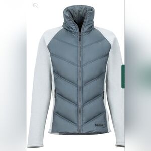 Marmot Gray Puffer Jacket with Chevron Quilting 700 Fill Down
